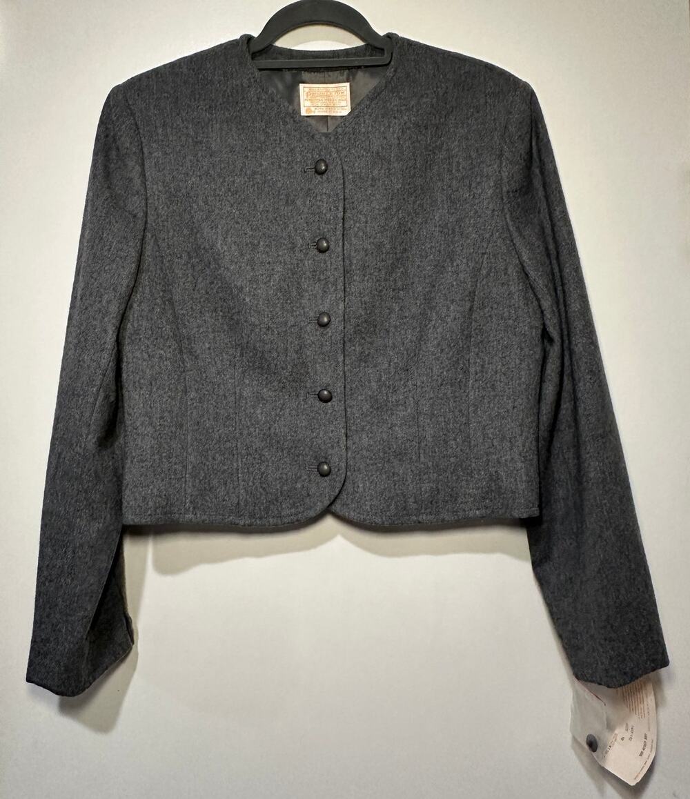 Pendleton Vintage 100% Wool Gray Cropped Jacket Size 10 NWT 1970s Fully Lined